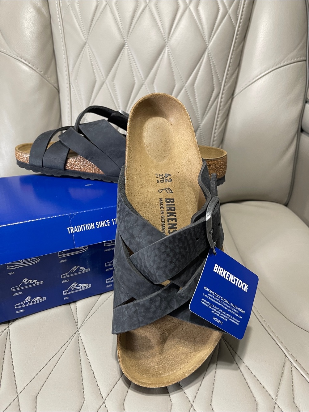 Birkenstock Lugano Sandals in Black and Cork - Picture 7 of 12